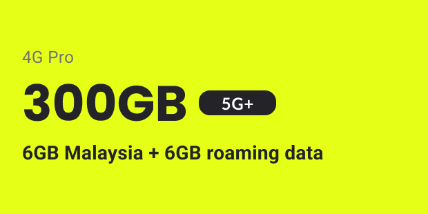 GOMO 4G Pro Mobile Plan: 300GB with 6GB Malaysia + 6GB roaming data