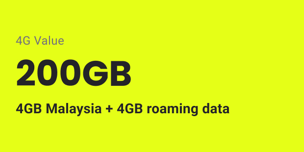 GOMO 4G Value Mobile Plan: 200GB with 4GB Malaysia + 4GB roaming data