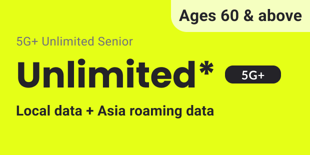 GOMO 5G+ Unlimited Senior Mobile Plan: Unlimited*​ Local data + Asia roaming data