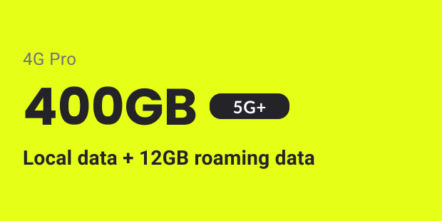 GOMO 4G Pro Plan: 300GB Local data + 12GB roaming data