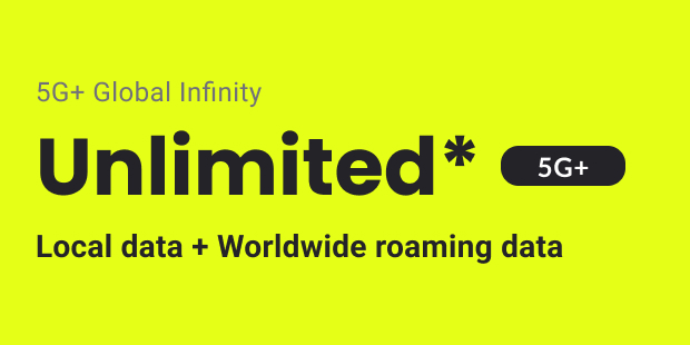GOMO 5G+ Global Infinity Mobile Plan: Unlimited* 5G Local data + Worldwide roaming data