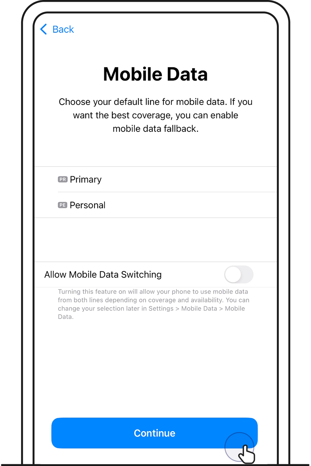 Choose to tap onto your GOMO line for mobile data.