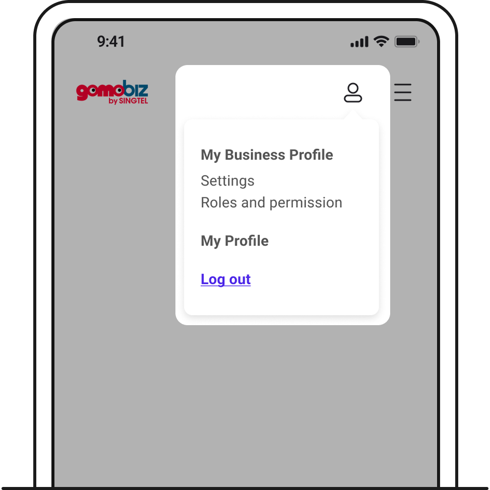 Log in to your GOMOBiz account. Under your profile icon on the top right, go to > Roles and permission > Invite user. 