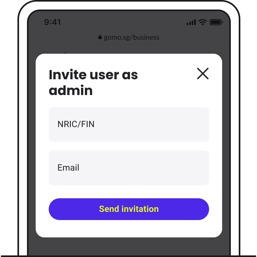Enter the user’s particulars and send the invite. 