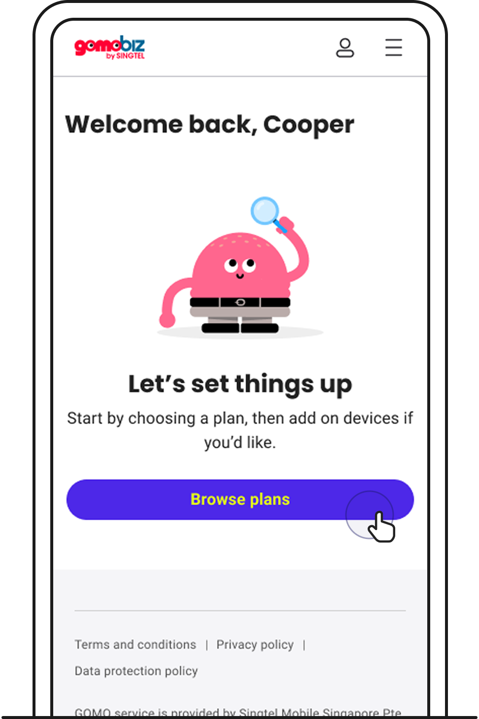 In your GOMOBiz account, click Browse plans.