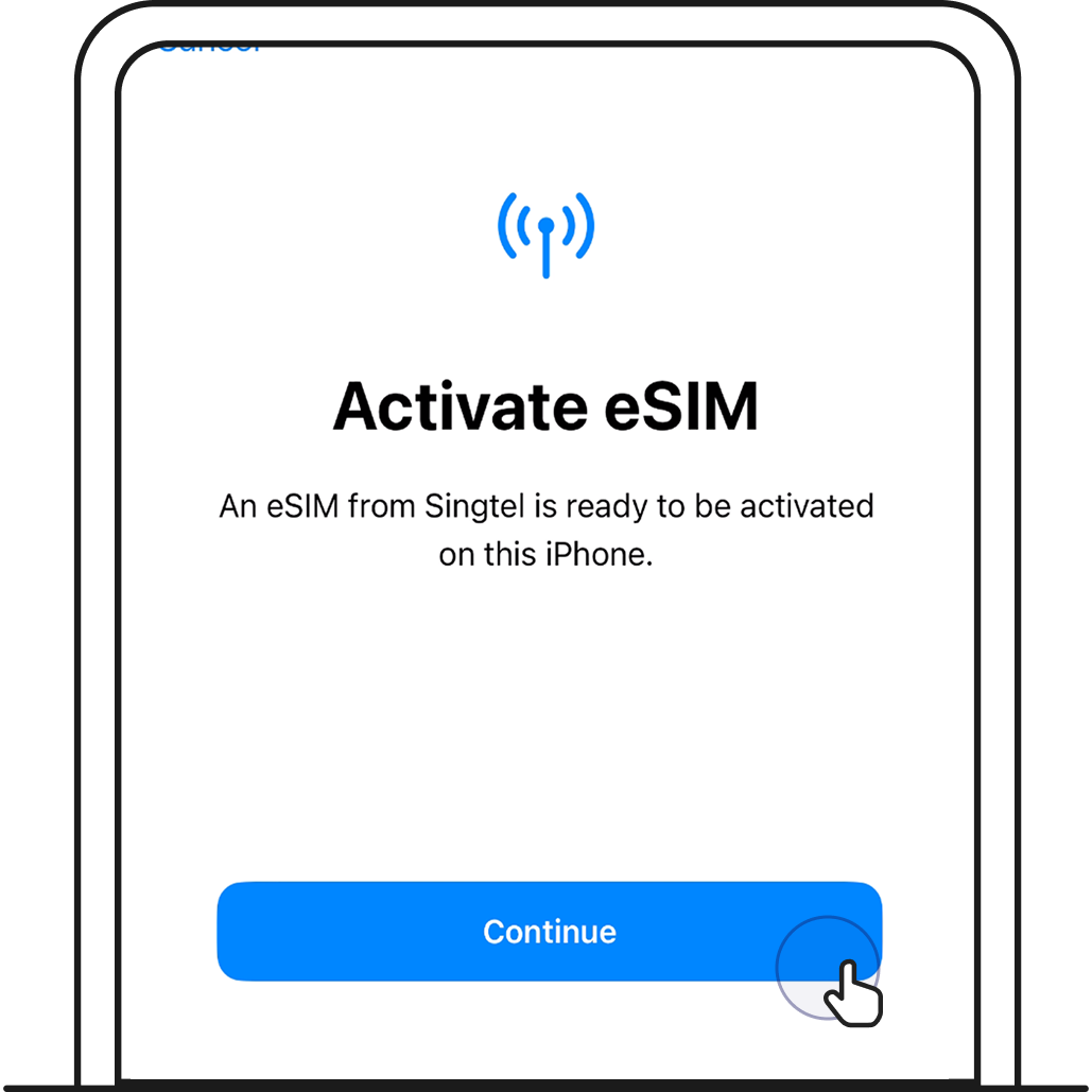 Tap Continue to start GOMO eSIM installation.