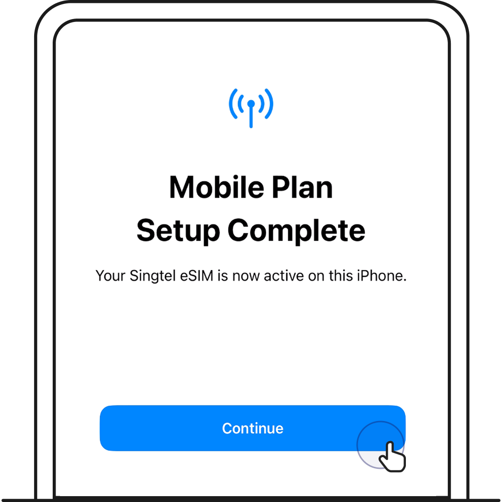 Tap Continue to complete GOMO eSIM installation.