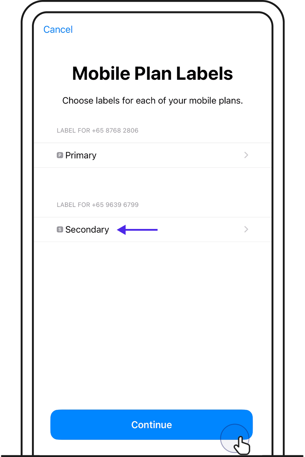 Label mobile plan to identify which is your GOMO eSIM.