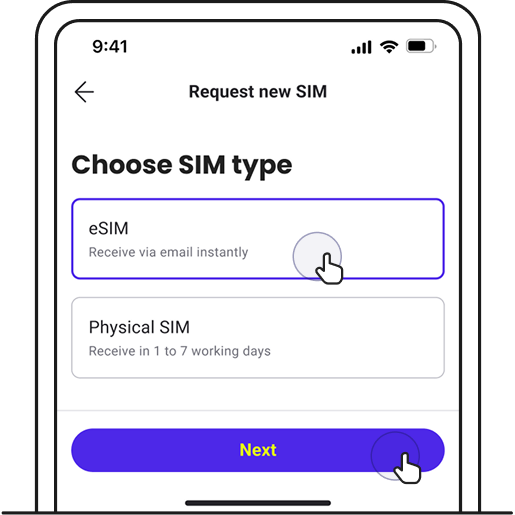Choose eSIM as your SIM type.
