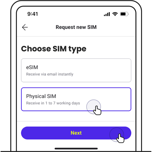 Choose physical SIM as your SIM type.