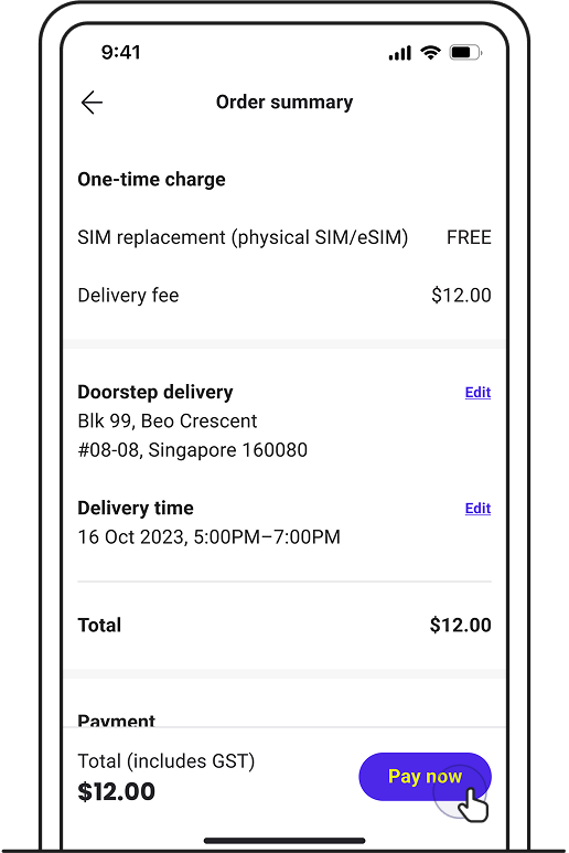 Review order summary before payment.