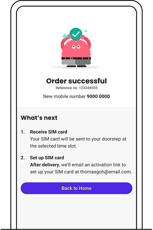 Order confirmation with next steps.