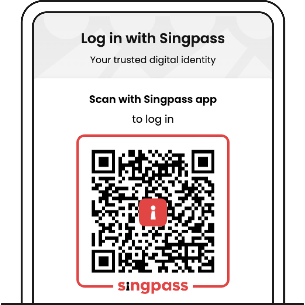 Scan QR code with Singpass app to log in.