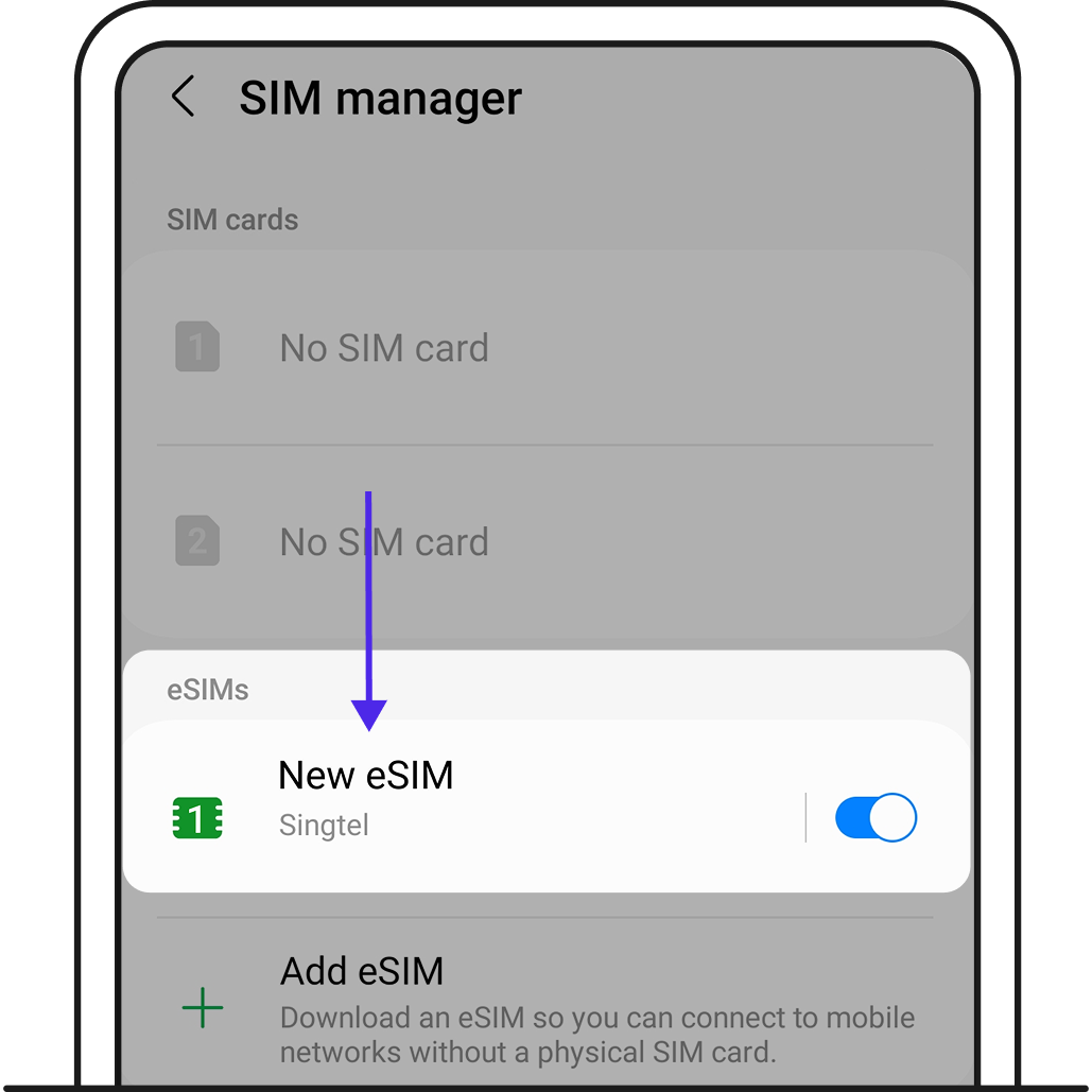 Android SIM manager page.