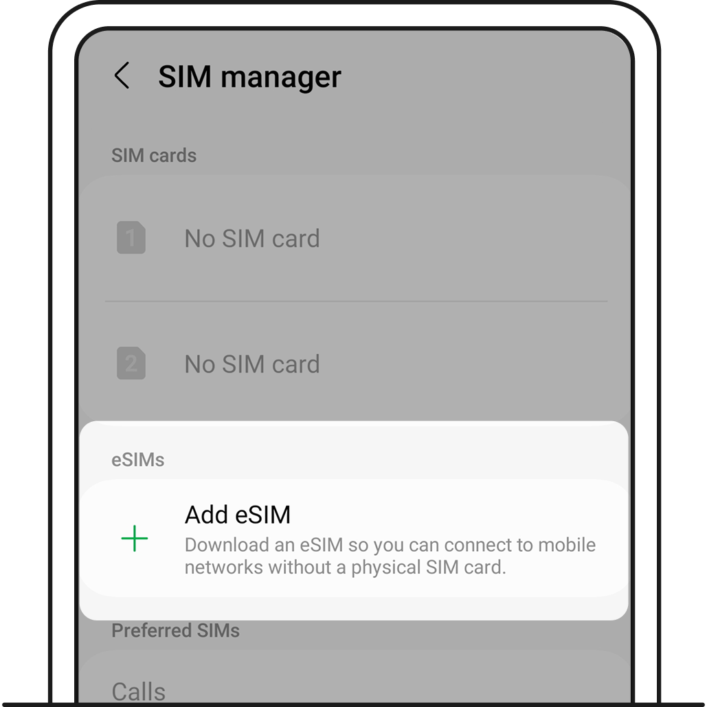 4. Option to Add eSIM on SIM manager page.
