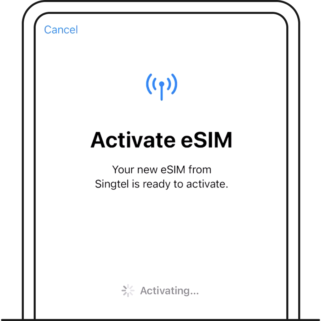 iOS Activate eSIM screen.