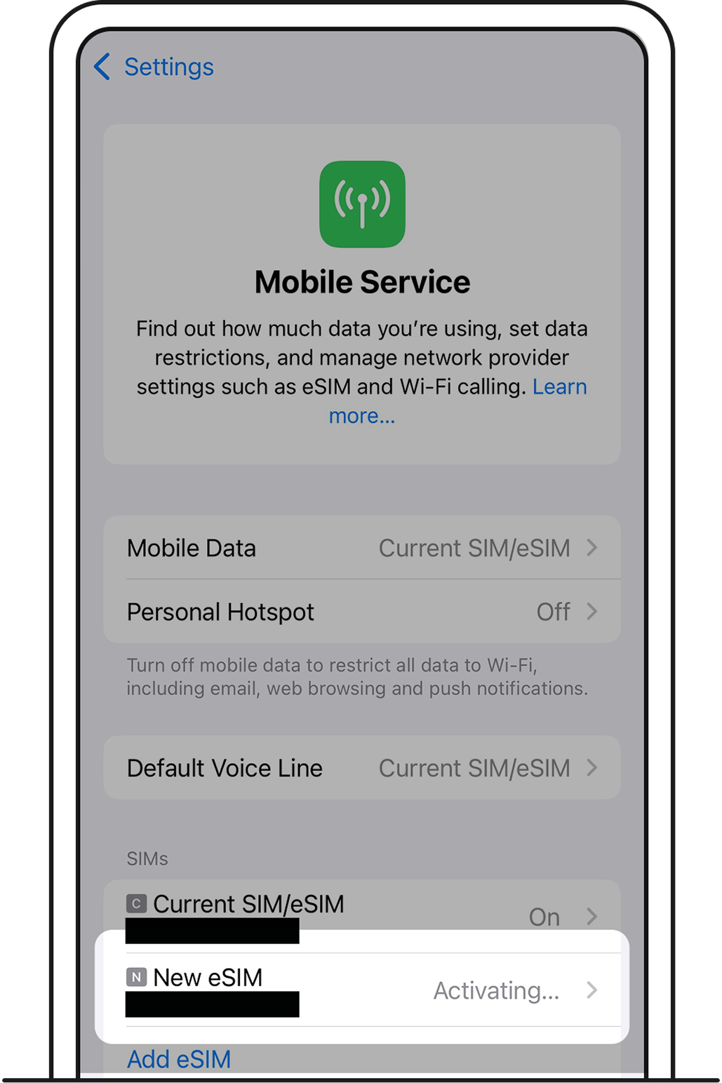 iOS Mobile Service page.