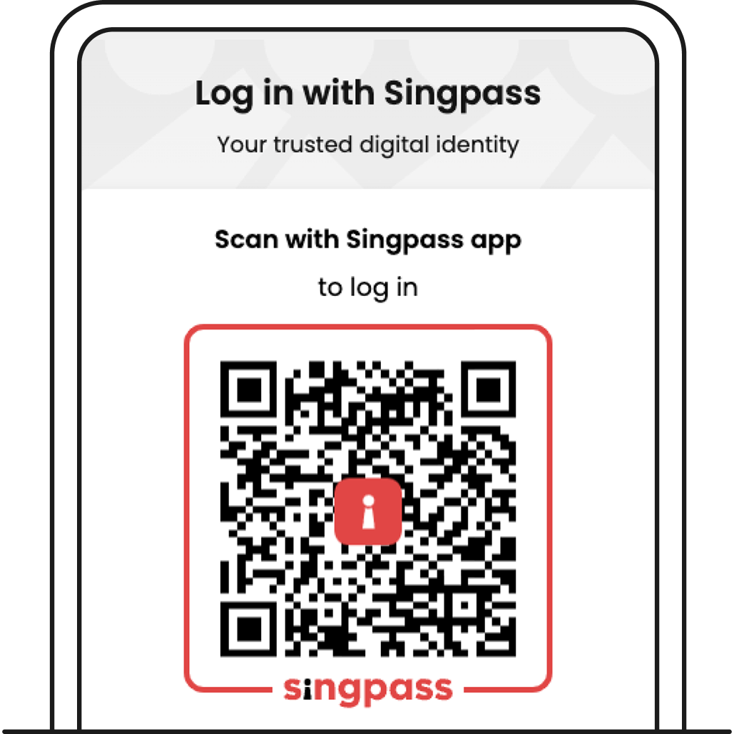 Scan QR code with Singpass app to log in.