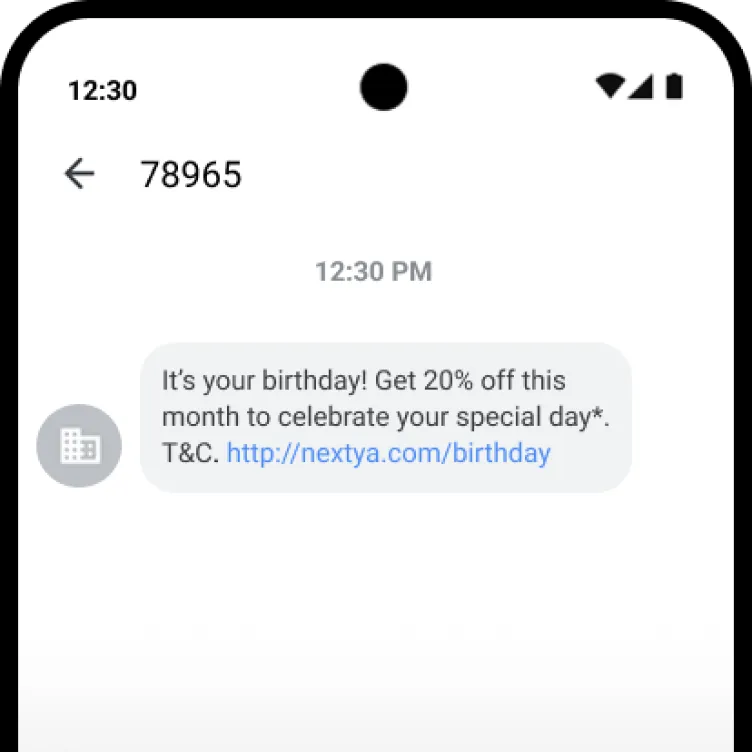 Example of a typical SMS message