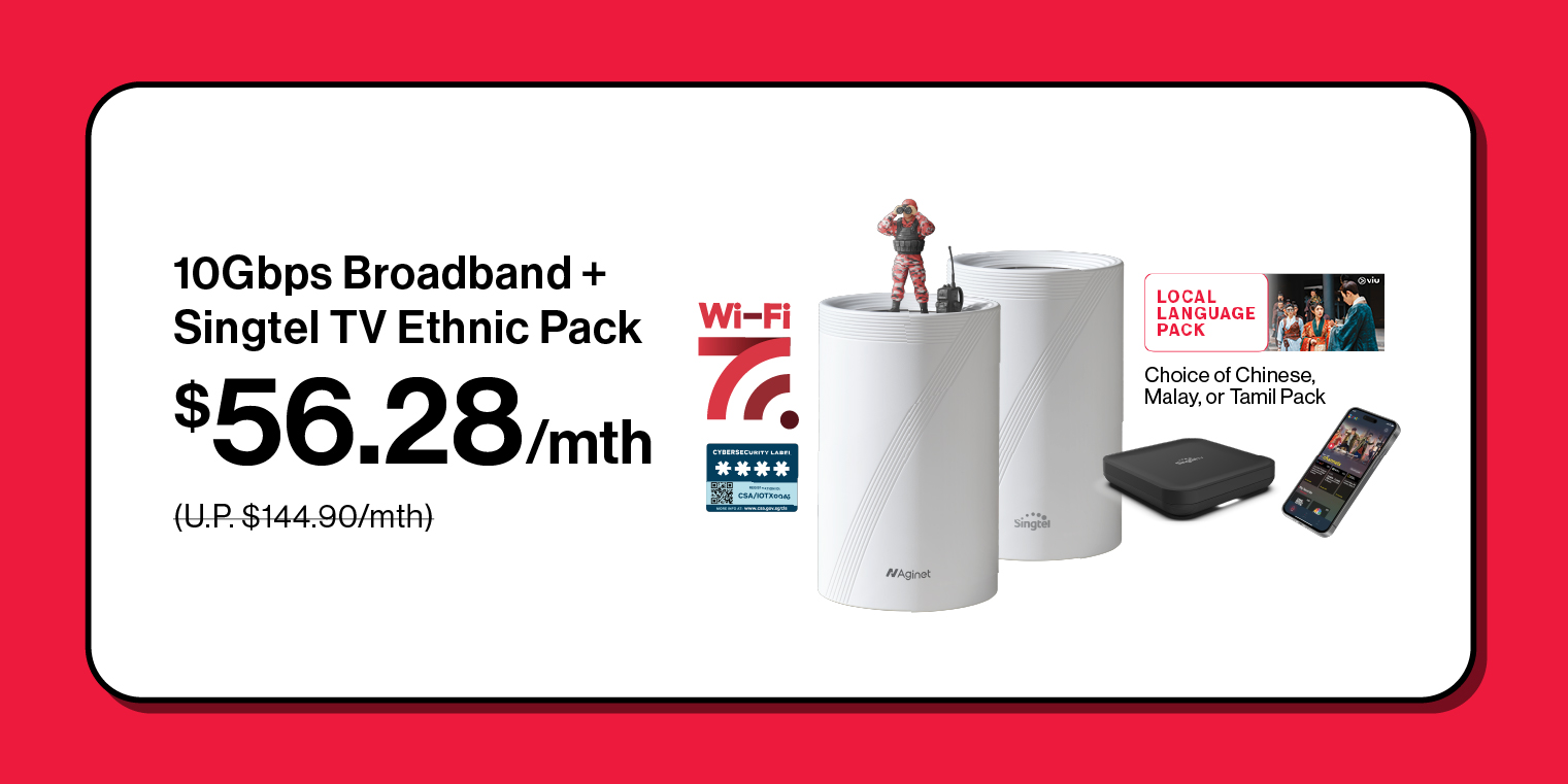  10Gbps Mesh + Singtel Ethnic Pack at $56.28/mth