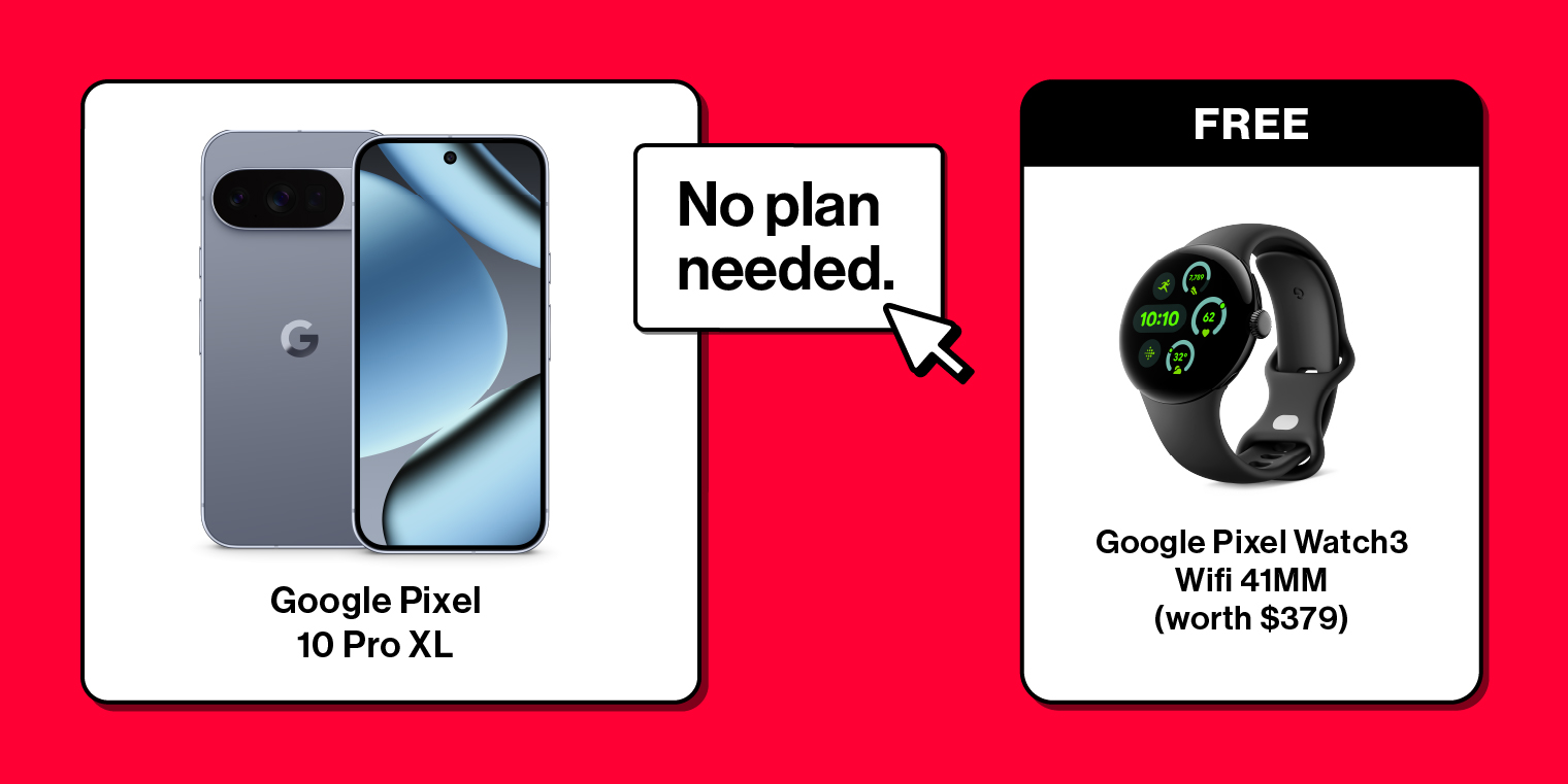 $450 OFF Google Pixel 10 Pro XL. No plan needed.