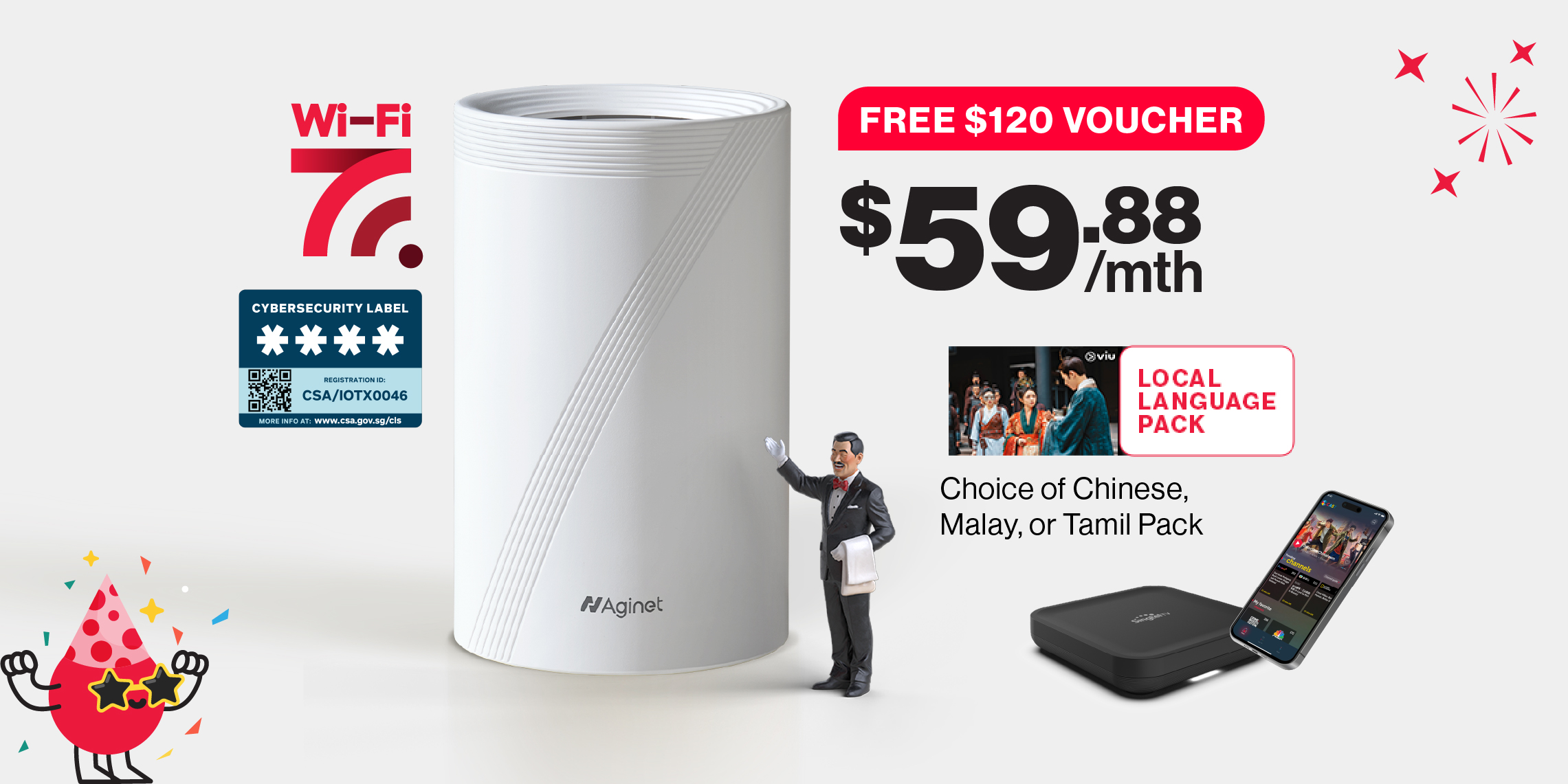 Singtel 10Gbps Broadband + Ethnic TV Pack from $59.88/mth with FREE $100 grocery vouchers.
