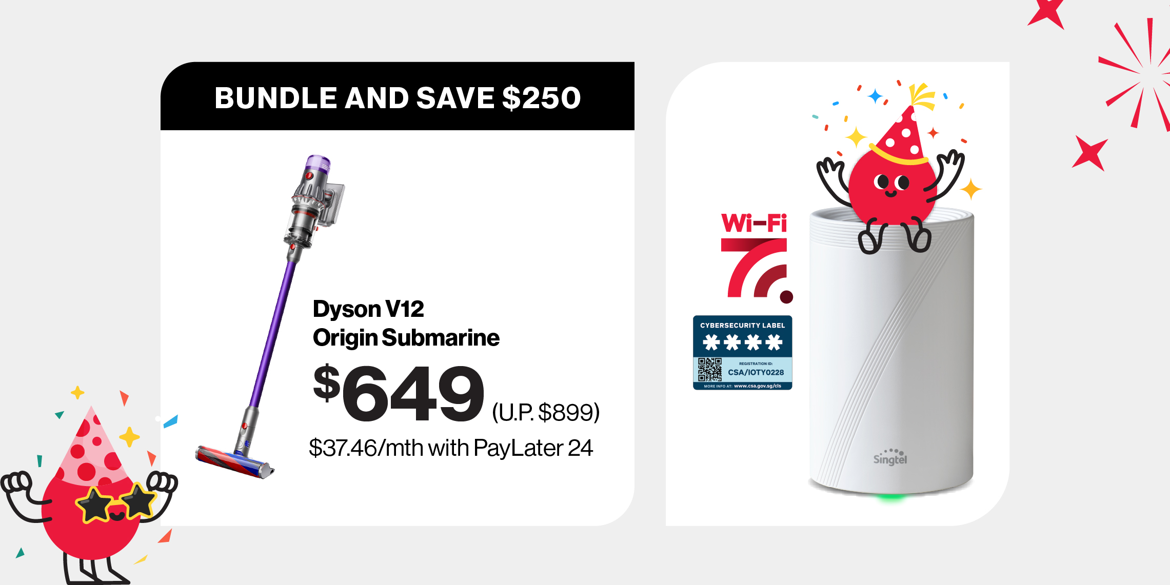 Save $250 on a Dyson vacuum with Singtel Broadband.