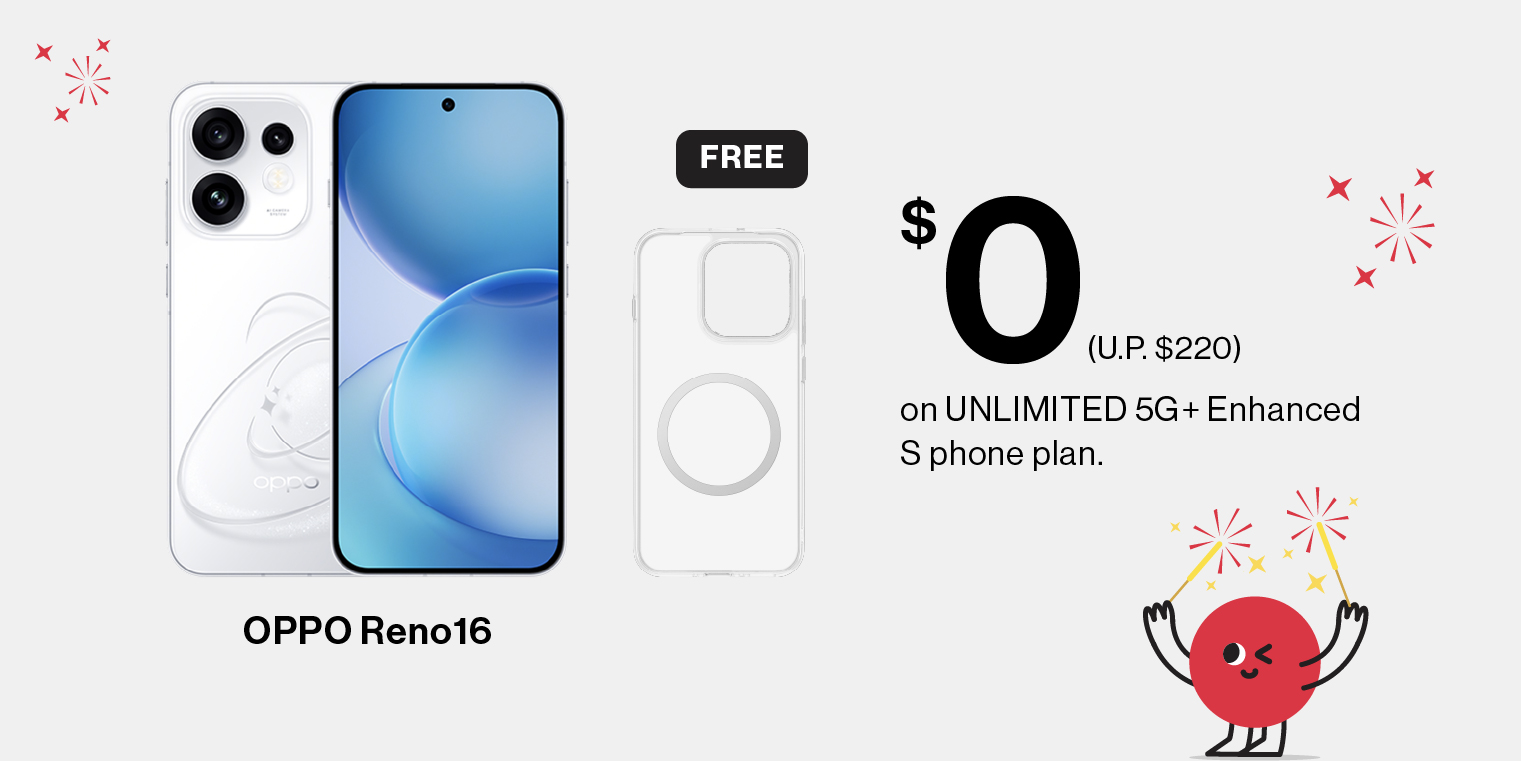 $0 OPPO Reno16 with a new sign up or port-in on UNLIMITED 5G+ Enhanced M phone plan.