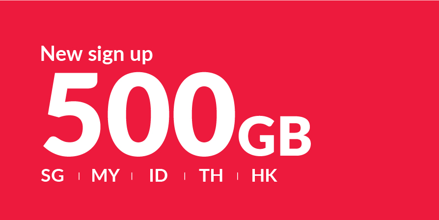 500GB 4G (250GB Singapore + 250GB roaming data Malaysia, Indonesia, Thailand)