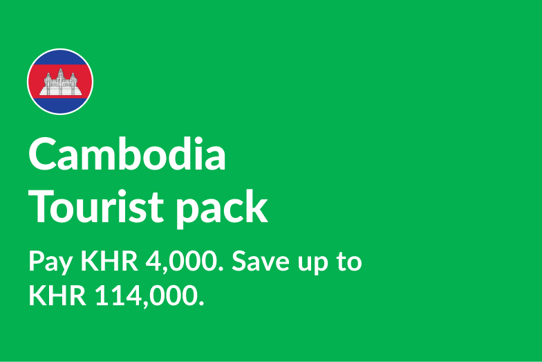 Singtel X Grab Rewards: Save up to KHR 114,000 on your rides and meals when you buy the KHR 4,000 Cambodia Tourist Pack
