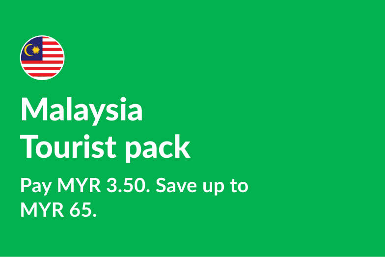 Singtel X Grab Rewards: Save up to MYR 65 with ride and meal vouchers when you buy the MYR 3.50 Malaysia Tourist Pack