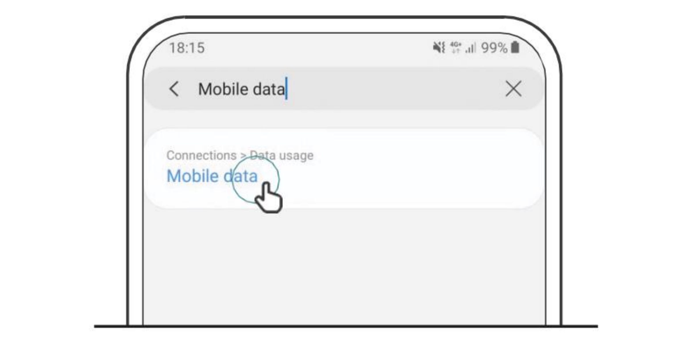 search 'mobile data' and tap it on android device