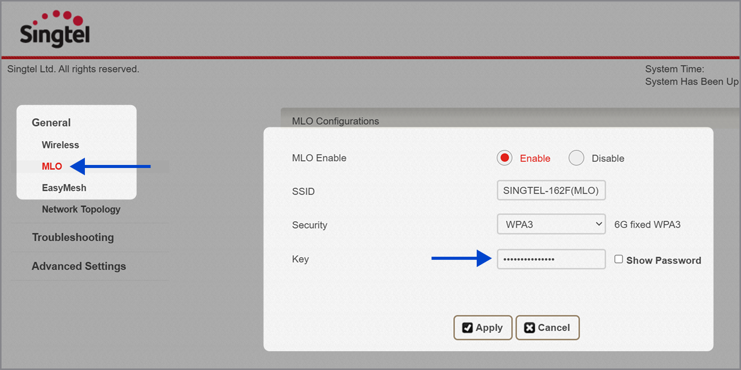 Update your MLO WiFi password if needed and repeat steps 2-3. 