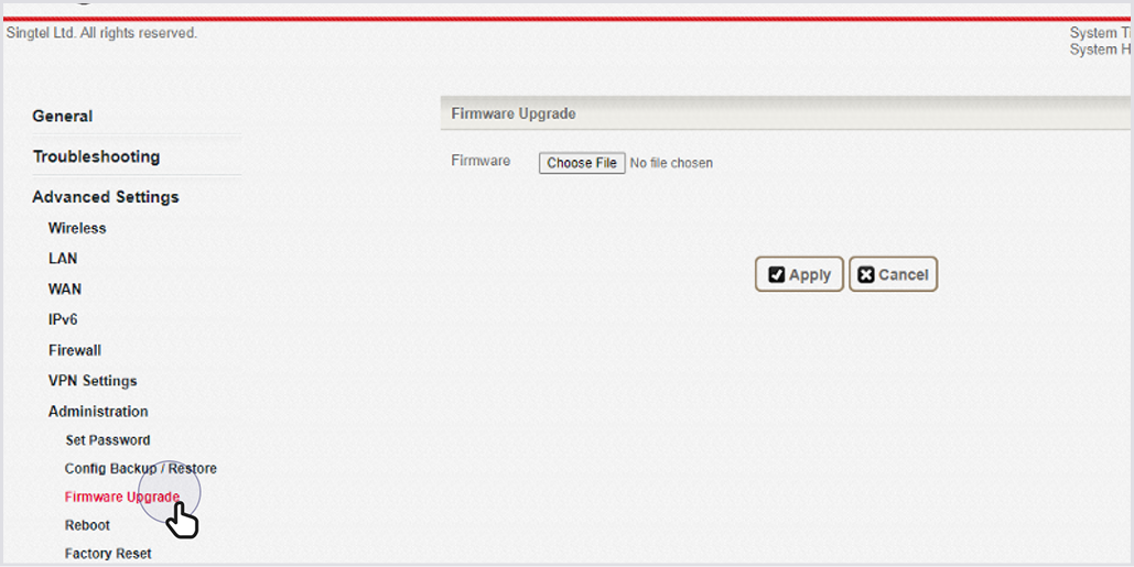 Tap on firmware upgrade within the menu. 