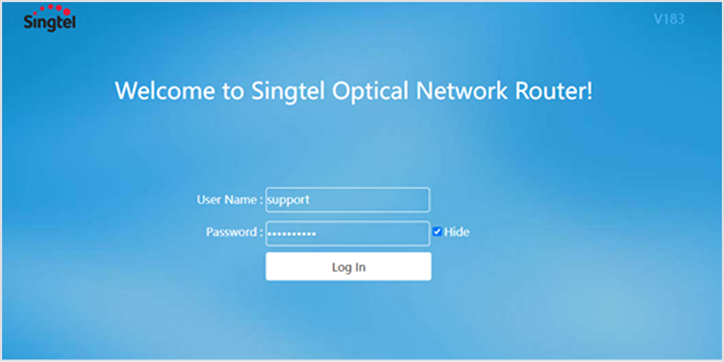Enter the administrator username (support) and password i.e. reverse of the last 10 digits of the serial number to log in.