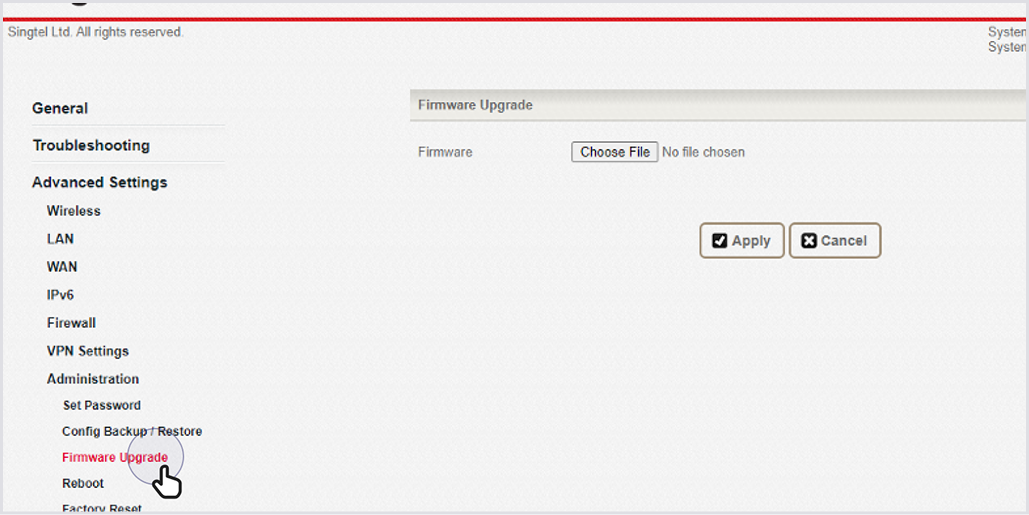 Tap on firmware upgrade within the menu. 