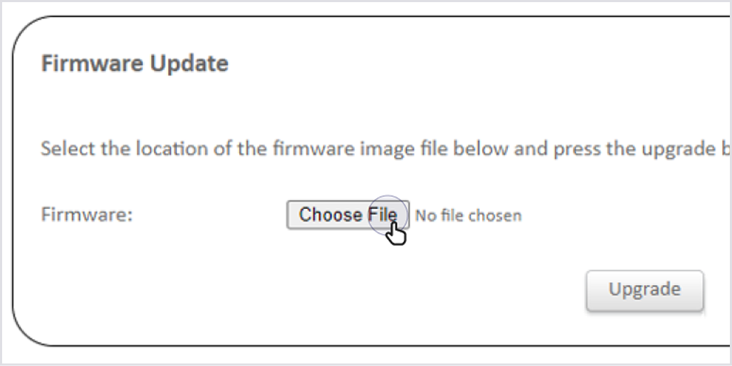 Tap Choose File to upload the firmware file.