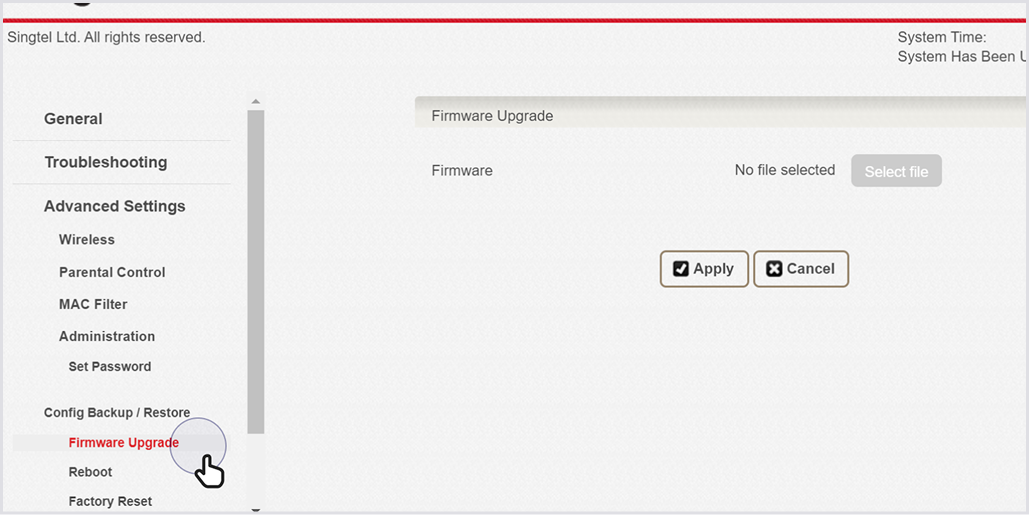 Tap on firmware upgrade within the menu. 