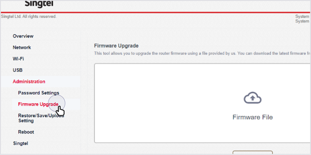 Go to Administration > Firmware Update.