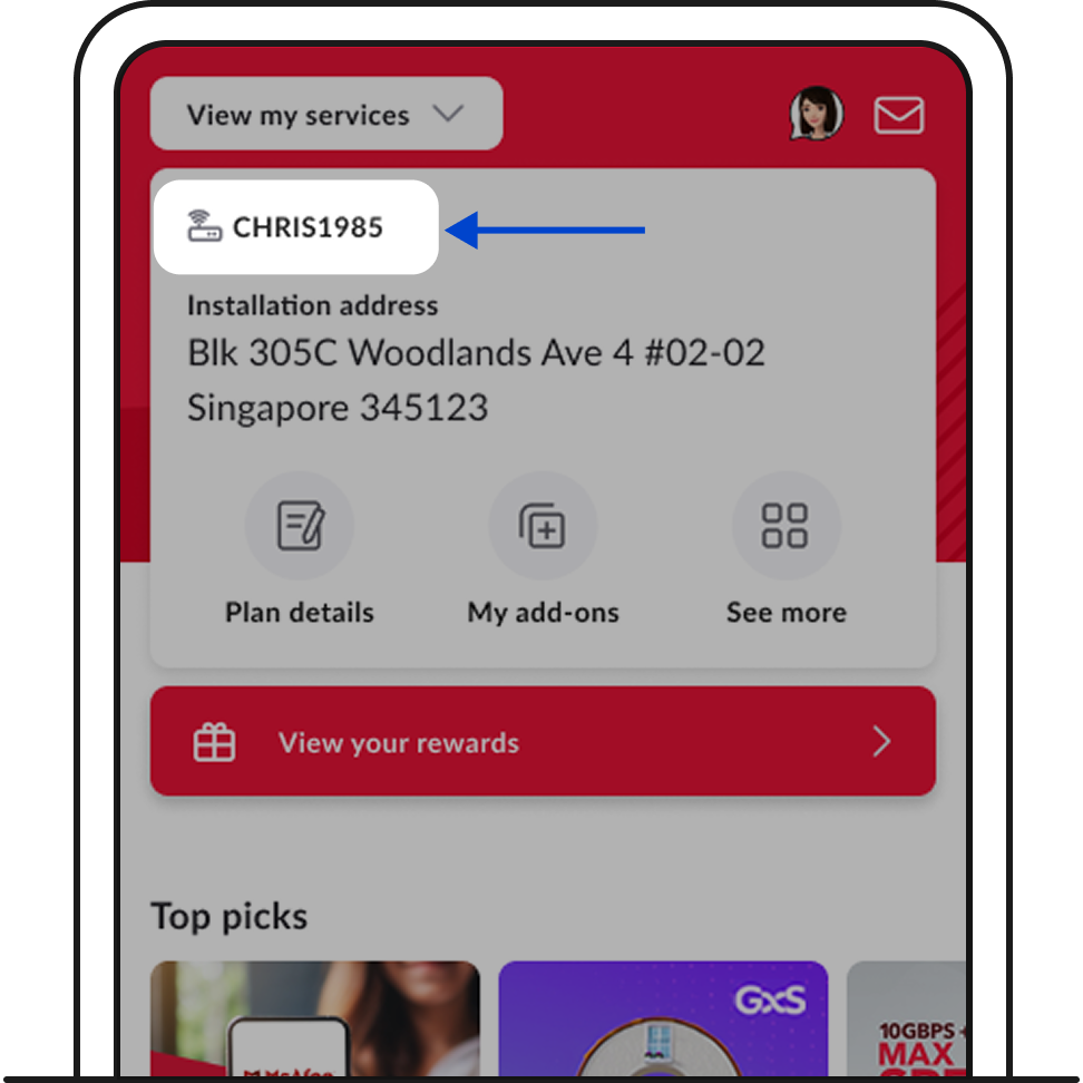 Check that your Broadband ID is displayed on your dashboard.