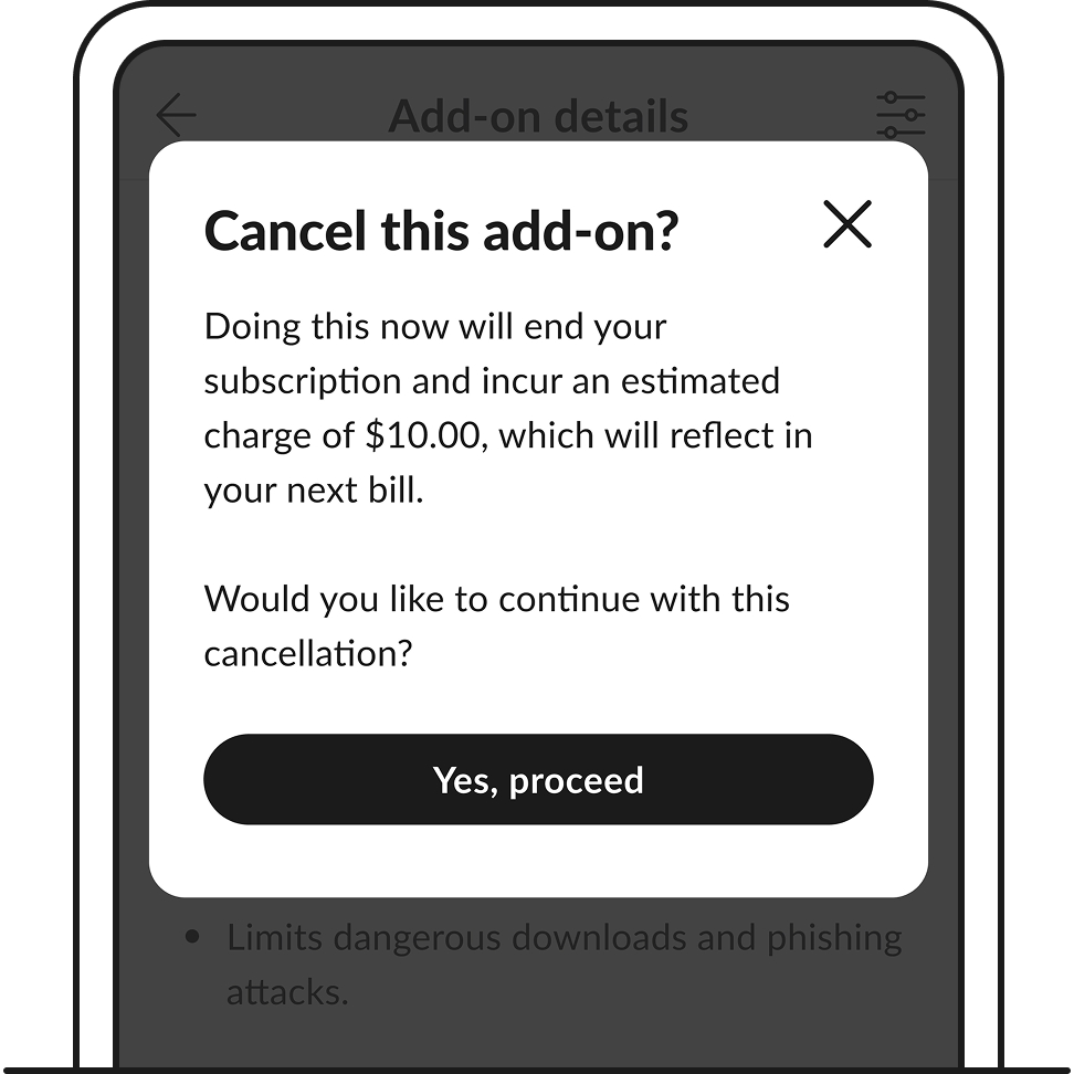 Tap “Yes, proceed” to unsubscribe. 