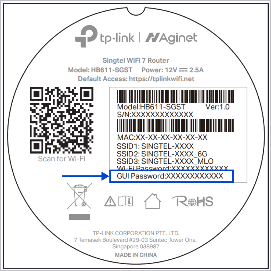 Enter the password that can be found on the label at the bottom of your router. 